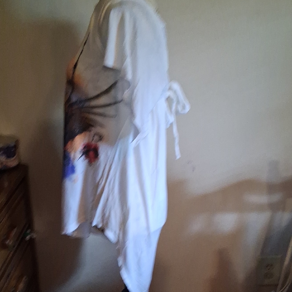 ZARA EVENING COLLECTION Floral Fantasy Graphic White Top Medium - Picture 9 of 10